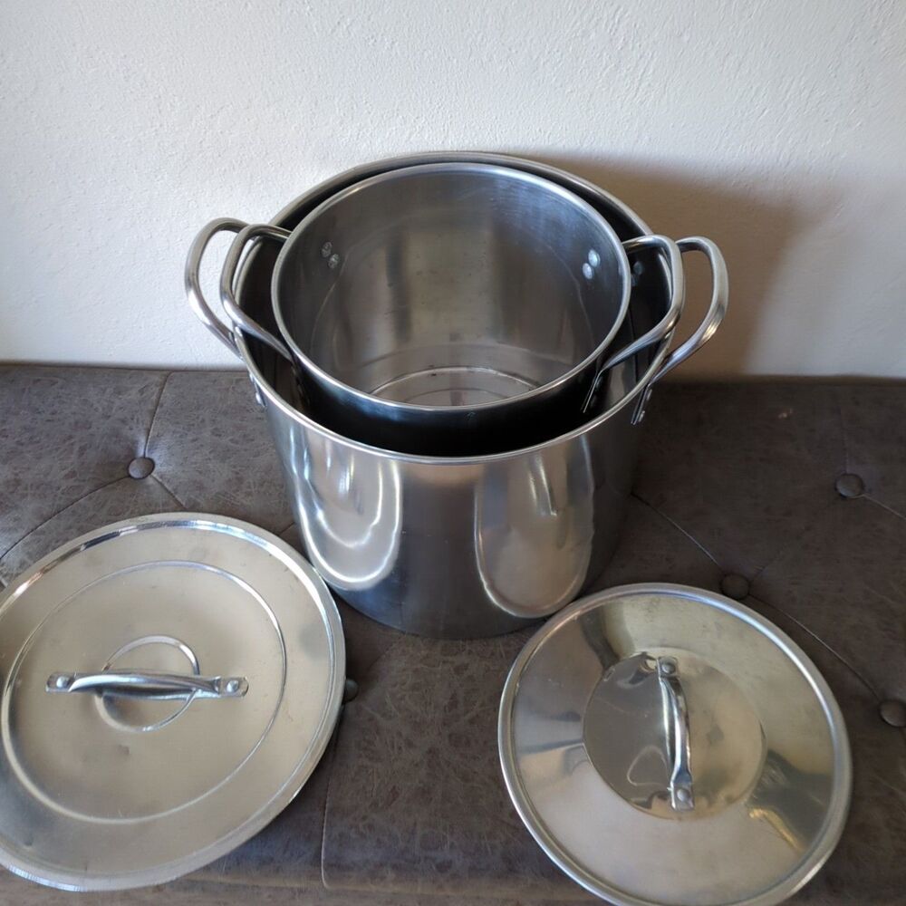 16 QUART STAINLESS STEEL LIDDED STOCKPOT. FREE Smaller One. - Picture 14 of 14